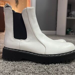 Sincerely Jules White and Black Ankle Boots